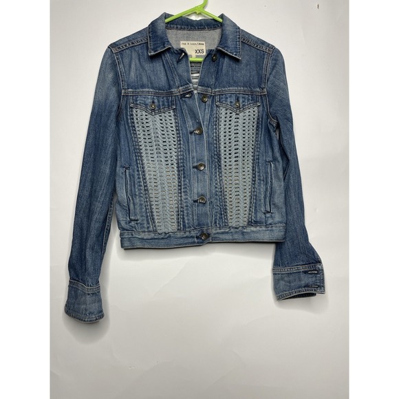 rag & bone Jackets & Blazers - Rag & Bone Blue Jean Crochet Denim Jacket Women's Size XXS with Pockets EUC